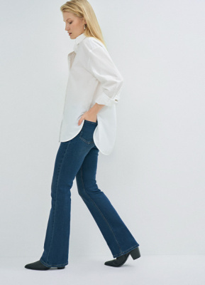 Расклёшенные утеплённые джинсы, Синий