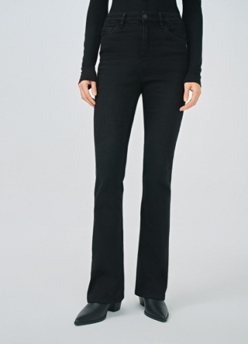 Расклёшенные утеплённые джинсы, Черный