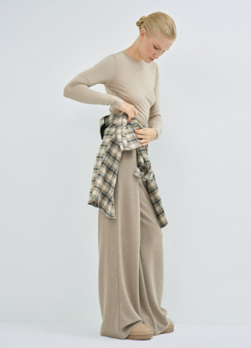 Прямые трикотажные брюки, Коричневый