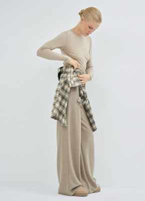 Прямые трикотажные брюки, Коричневый