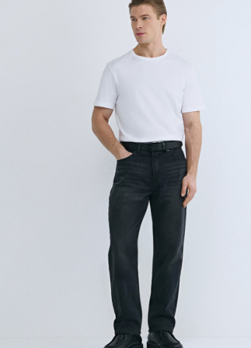 Утеплённые прямые джинсы, Серый