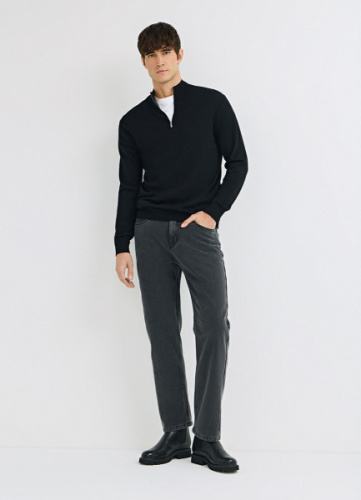 Утеплённые прямые джинсы, Серый