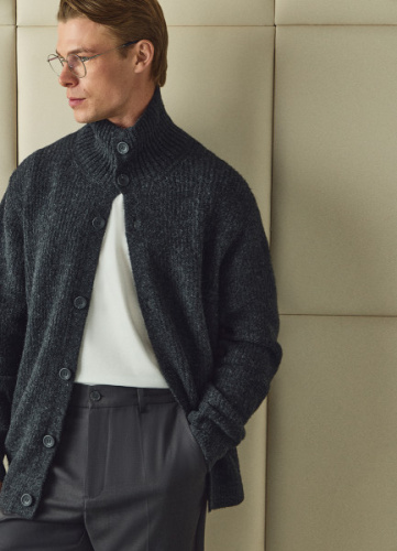 Кардиган с содержанием шерсти, Серый