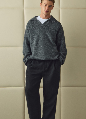 Текстурный джемпер поло, Серый