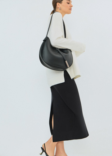 Вязаная юбка миди, Черный