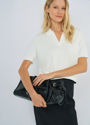 Джемпер с воротником-поло, Белый