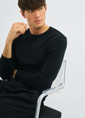 Текстурный джемпер из хлопка, Черный