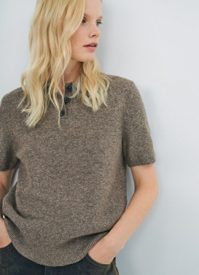 Джемпер поло из пряжи с шерстью, Коричневый