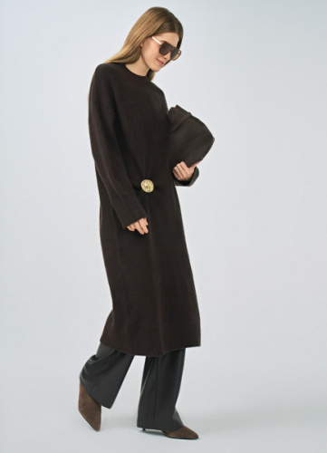 Платье-свитер с содержанием шерсти, Коричневый