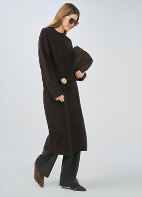 Платье-свитер с содержанием шерсти, Коричневый