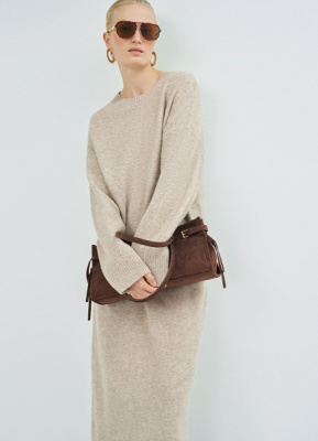 Платье-свитер с содержанием шерсти, Бежевый