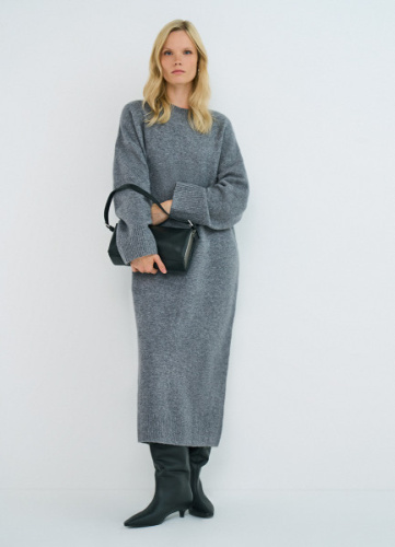 Платье-свитер с содержанием шерсти, Серый