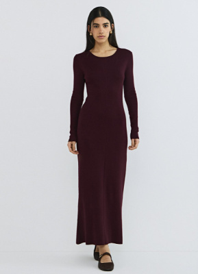 Облегающее вязаное платье, Фиолетовый