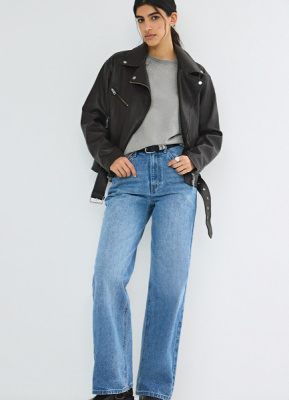 Широкие джинсы с высокой посадкой, Голубой