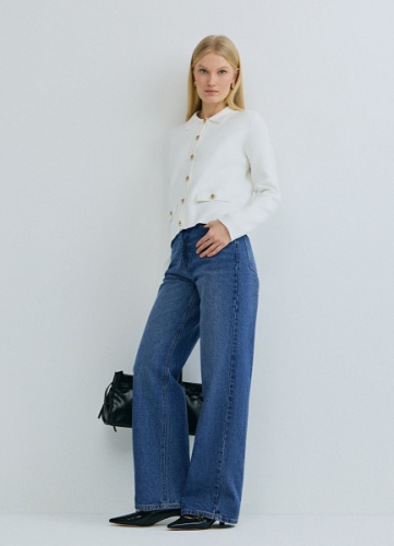 Широкие джинсы с высокой посадкой, Синий