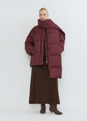 Утеплённая стёганая куртка с шарфом, Фиолетовый