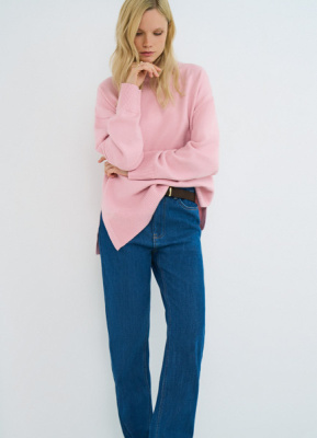 Джемпер с воротником-стойкой, Розовый