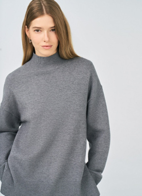 Джемпер с воротником-стойкой, Серый