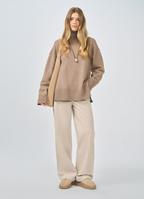 Джемпер с воротником-стойкой, Коричневый