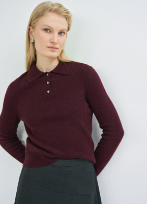 Джемпер с воротником поло, Фиолетовый