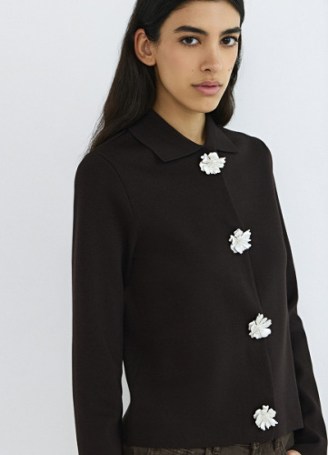 Кардиган с декоративными пуговицами, Коричневый