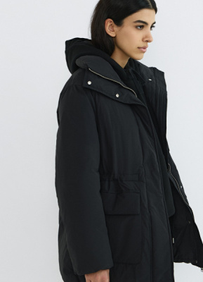 Утеплённая куртка с кулиской, Черный