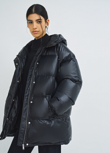 Пуховик с натуральным утеплителем, Черный