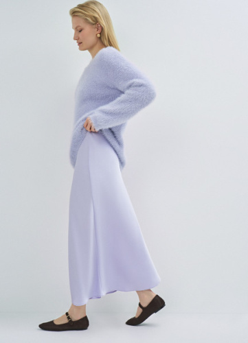 Сатиновая юбка А-силуэта, Фиолетовый