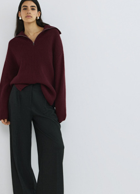 Джемпер с воротником-стойкой на молнии, Фиолетовый