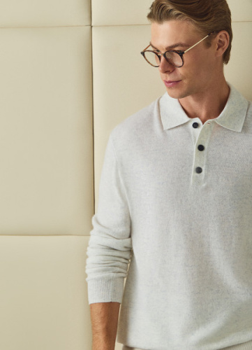 Джемпер поло из шерсти мериноса, Серый