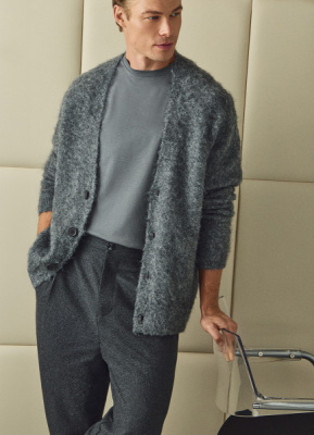 Кардиган с содержанием шерсти, Серый