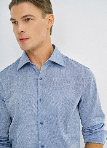 Рубашка из структурной ткани, Синий