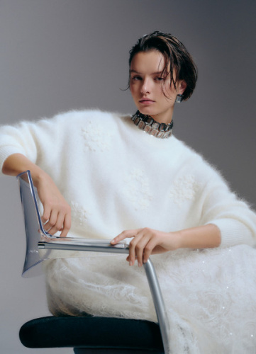 Джемпер из пряжи с ангорой, Белый