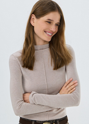 Лонгслив с шерстью, Бежевый