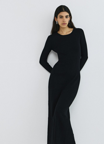 Облегающее вязаное платье, Черный