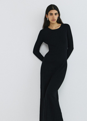 Облегающее вязаное платье, Черный