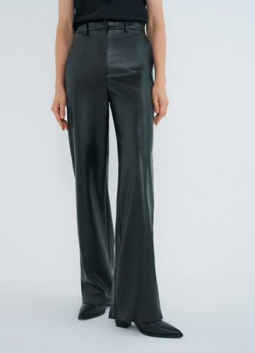 Прямые брюки из искусственной кожи, Черный