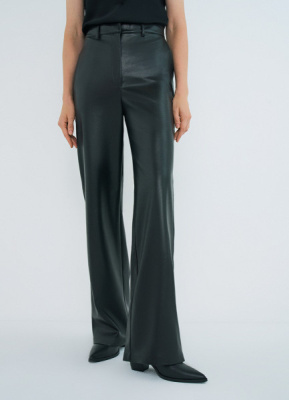 Прямые брюки из искусственной кожи, Черный