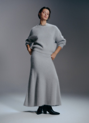 Трикотажная юбка А-силуэта из ангоры, Серый