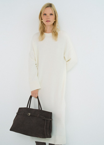 Платье-свитер с содержанием шерсти, Бежевый