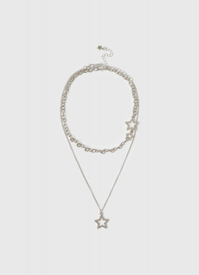 Ожерелье с подвесками для девочек, 2 шт., Серебряный