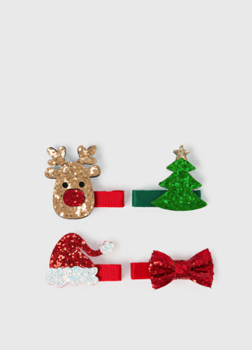 Набор заколок для волос для девочек, 4 шт., Красный