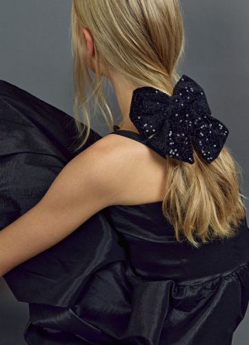 Заколка для волос с бантом и пайетками для девочек, Черный