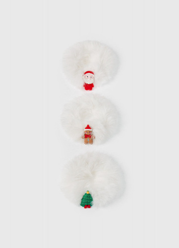 Набор пушистых резинок для волос для девочек, 3 шт., Белый