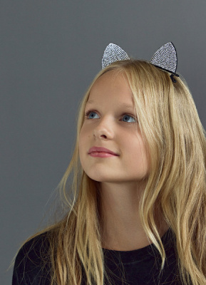 Заколки-ушки для волос со стразами для девочек, 2 шт., Черный