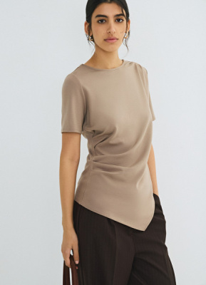 Футболка с драпировкой, Коричневый