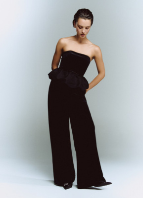 Прямые бархатные брюки, Черный