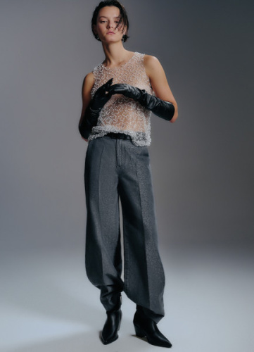 Ультраширокие джинсы с люрексом, Серый