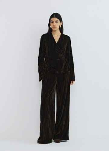 Широкие бархатные брюки, Коричневый