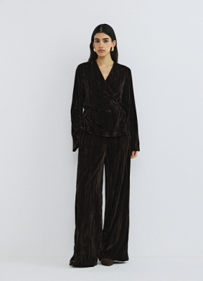 Широкие бархатные брюки, Коричневый